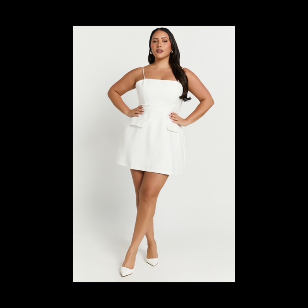 Showpo Mini Cocktail Dress; Strappy Corset Aline White Dress; Bride To Be